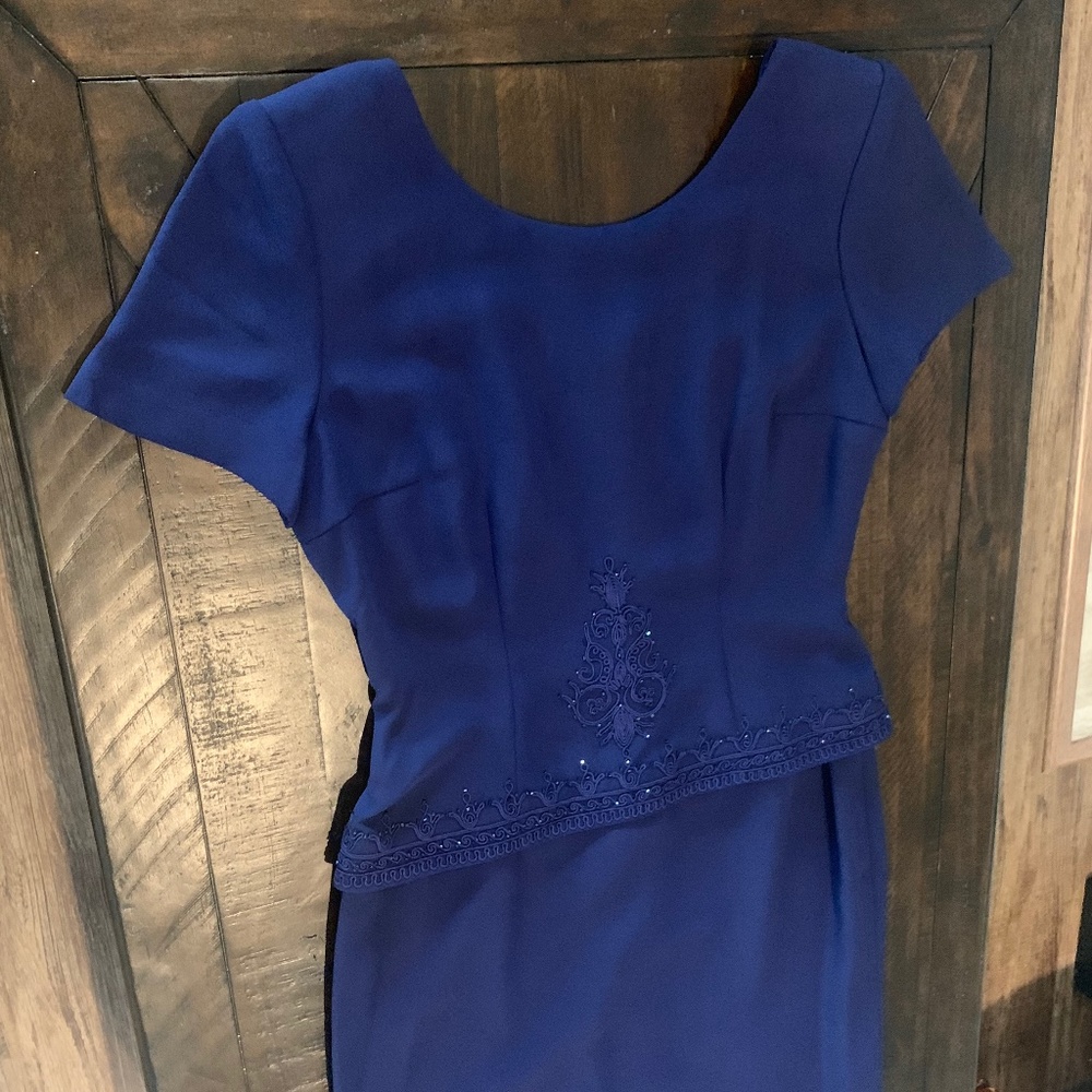 Vintage Navy Dress with Beautiful Beading - Picture 1 of 4
